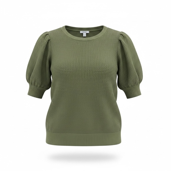 Nine West Sweaters - Nine West Puff Sleeve Textured Knit Sweater XL Olive Green
